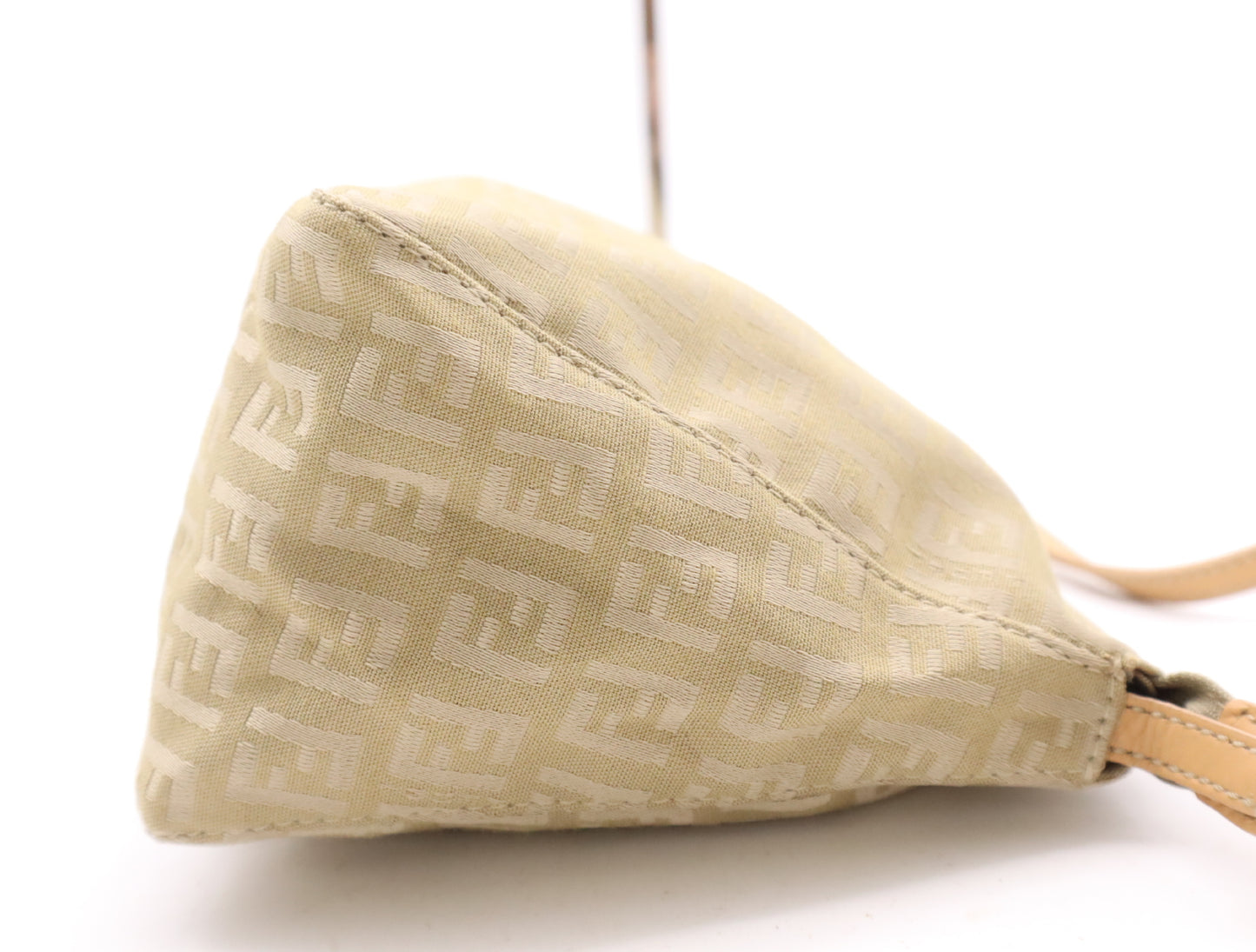 FENDI Canvas/Leather Zucchino Accessory Pouch, Beige, GD Hardware, Handbag