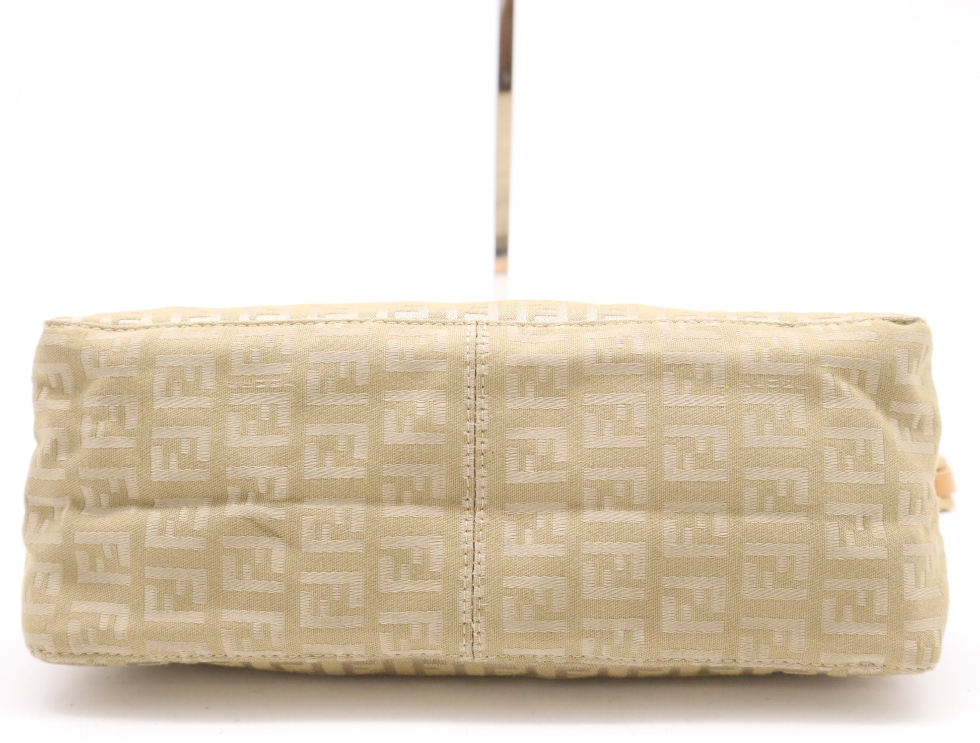 FENDI Canvas/Leather Zucchino Accessory Pouch, Beige, GD Hardware, Handbag