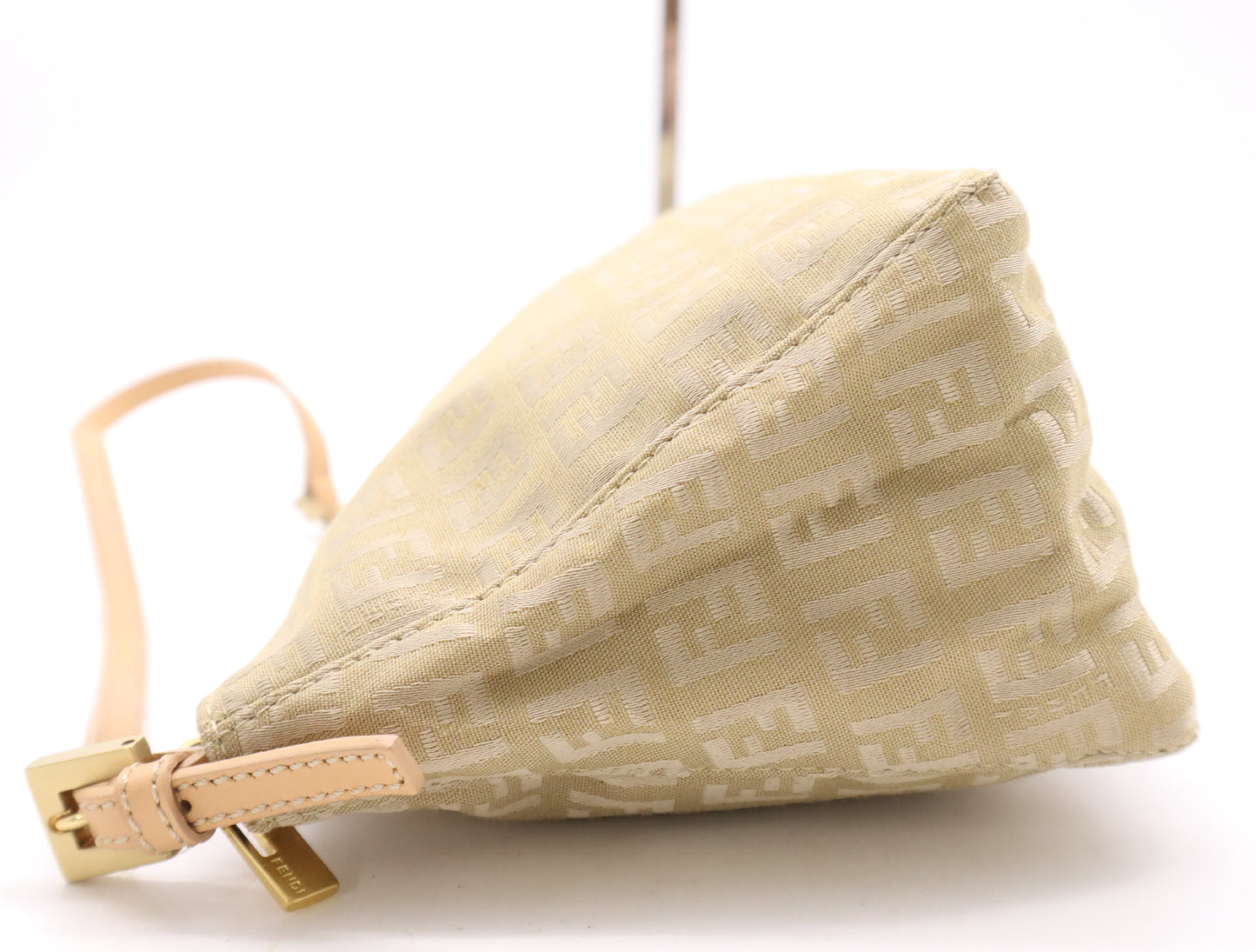 FENDI Canvas/Leather Zucchino Accessory Pouch, Beige, GD Hardware, Handbag