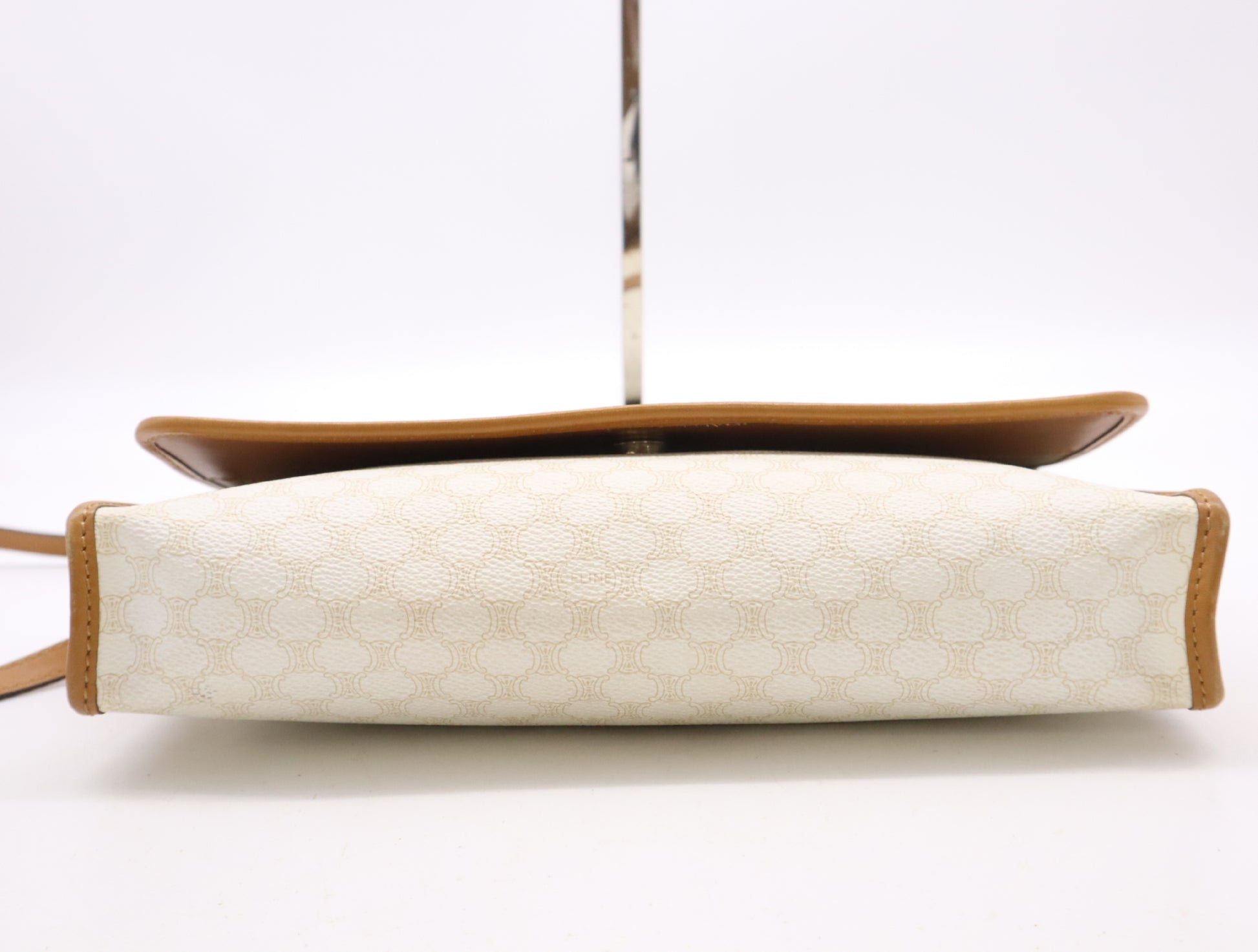 CELINE M07 PVC x Leather Vintage Macadam Shoulder Bag in White and Brown