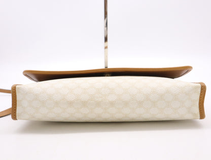 CELINE M07 PVC x Leather Vintage Macadam Shoulder Bag in White and Brown