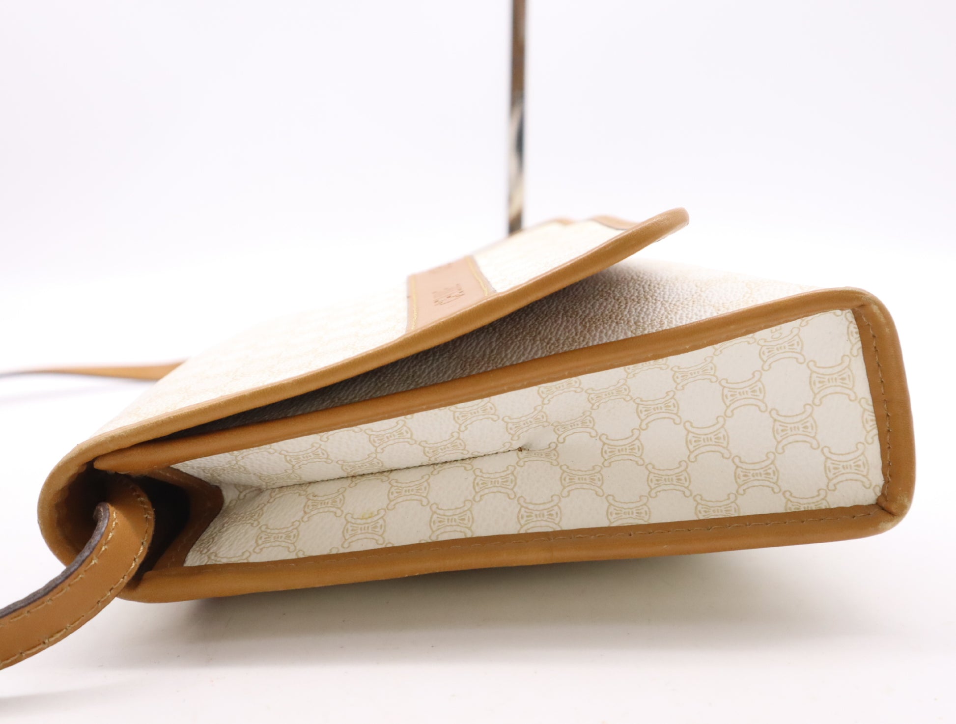 CELINE M07 PVC x Leather Vintage Macadam Shoulder Bag in White and Brown