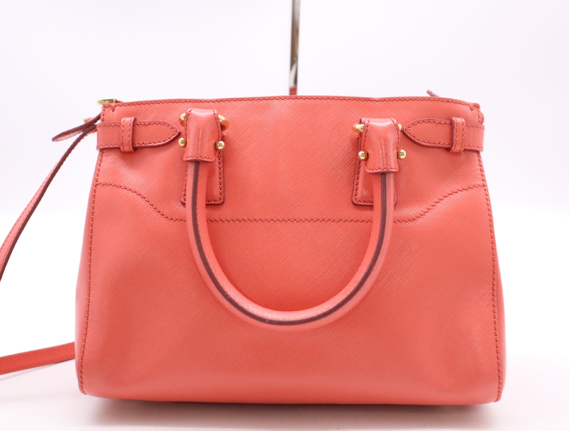 Salvatore Ferragamo EE-2 E428 Leather Gancini 2-Way Shoulder Bag, Pink, GD Hardware, Dust Bag Included