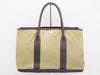 HERMES Canvas x Leather Garden Party PM Tote Bag, Green/Brown, F Stamp, 2002