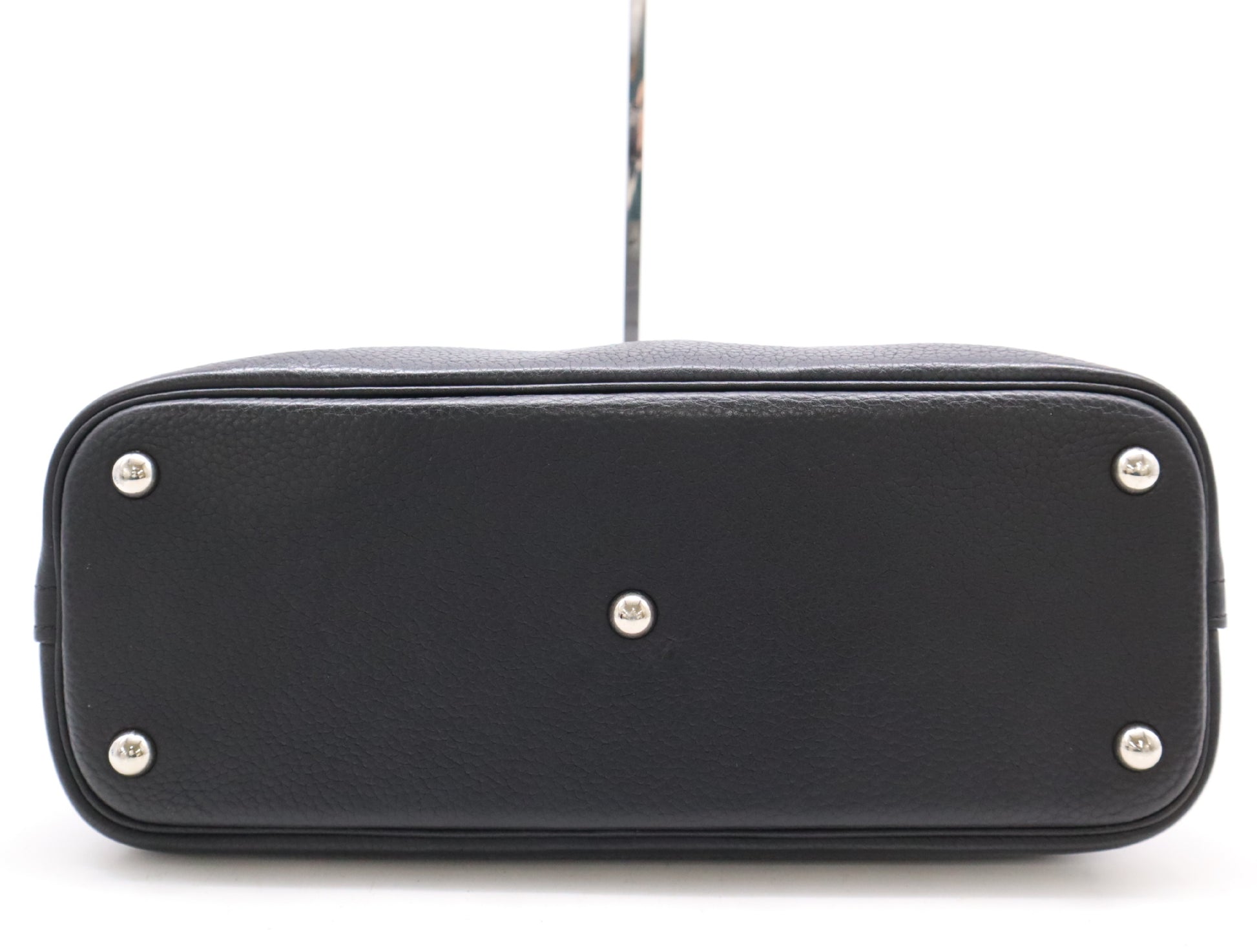 HERMES Bolide 31 Leather Handbag in Black with Sterling Silver Hardware, Dust Bag, Box, and Rain Cover Included, N Stamp, 2010