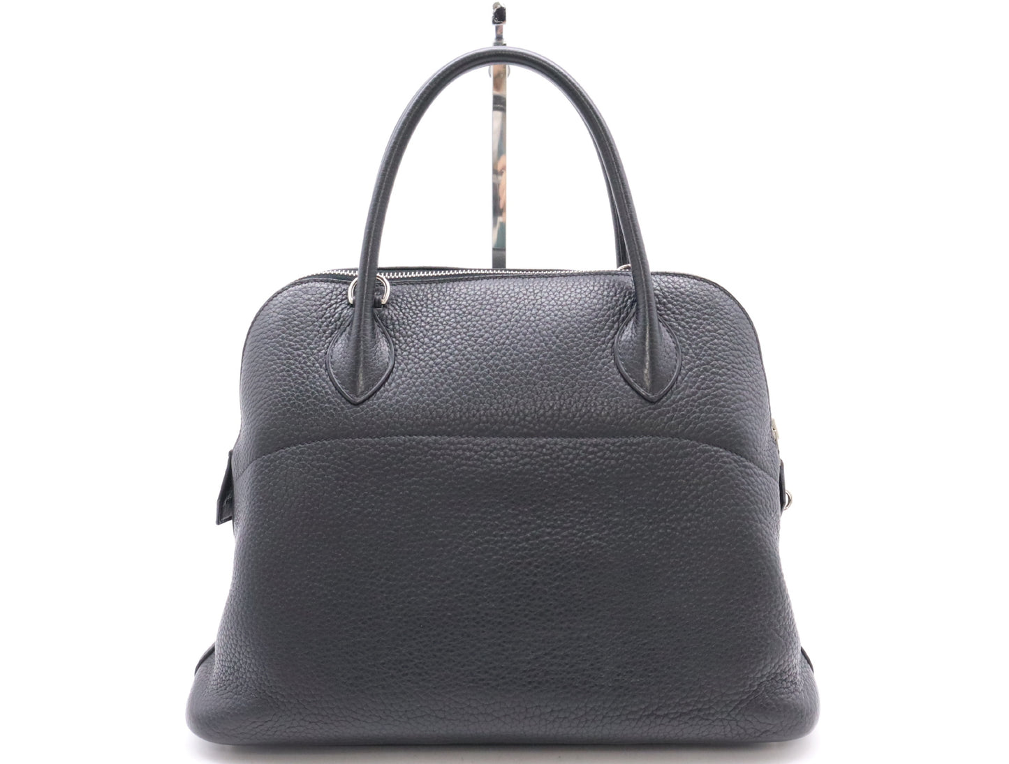 HERMES Bolide 31 Leather Handbag in Black with Sterling Silver Hardware, Dust Bag, Box, and Rain Cover Included, N Stamp, 2010