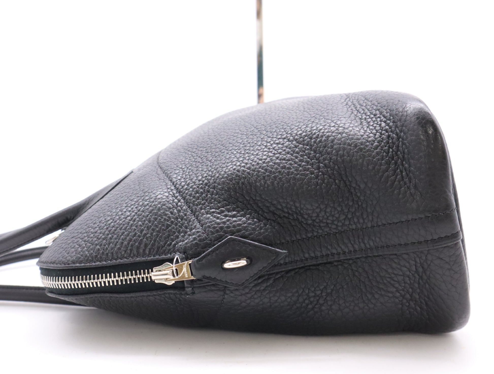 HERMES Bolide 31 Leather Handbag in Black with Sterling Silver Hardware, Dust Bag, Box, and Rain Cover Included, N Stamp, 2010