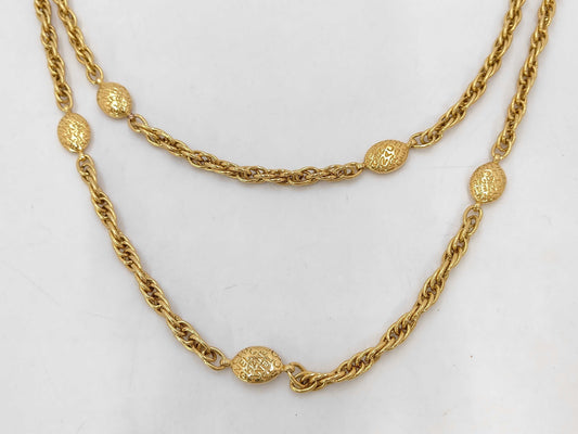 CHANEL GP Long Chain Necklace Gold with Box