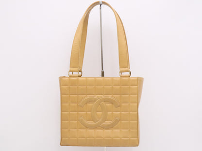 CHANEL A17809 Lambskin Chocolate Bar Shoulder Bag, Beige, GD Hardware, Seal, 7287372 Shoulder Bag