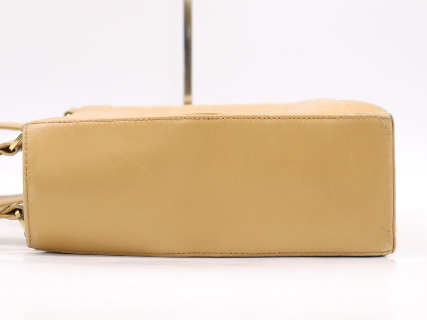 CHANEL A17809 Lambskin Chocolate Bar Shoulder Bag, Beige, GD Hardware, Seal, 7287372 Shoulder Bag