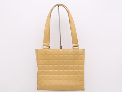 CHANEL A17809 Lambskin Chocolate Bar Shoulder Bag, Beige, GD Hardware, Seal, 7287372 Shoulder Bag