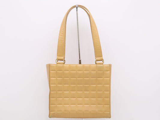 CHANEL A17809 Lambskin Chocolate Bar Shoulder Bag, Beige, GD Hardware, Seal, 7287372 Shoulder Bag