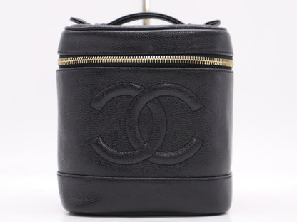 CHANEL A01998 Caviar Skin Vanity Bag Black with GD Hardware and Pouch