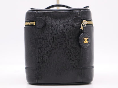 CHANEL A01998 Caviar Skin Vanity Bag Black with GD Hardware and Pouch