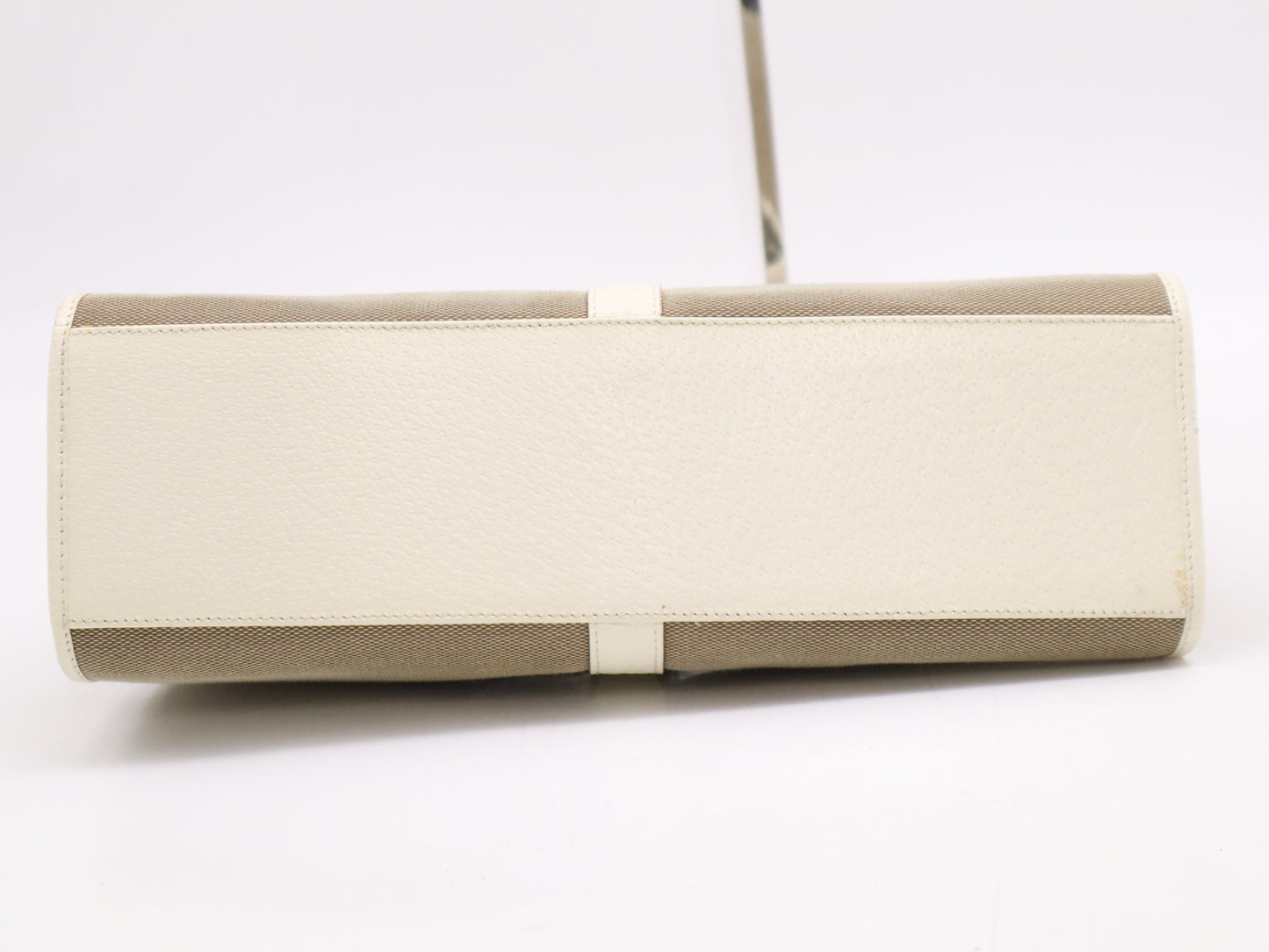GUCCI 002/1067 Canvas and Leather Jackie Handbag in Brown and White with Silver Hardware