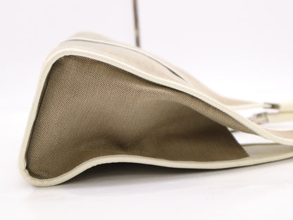 GUCCI 002/1067 Canvas and Leather Jackie Handbag in Brown and White with Silver Hardware