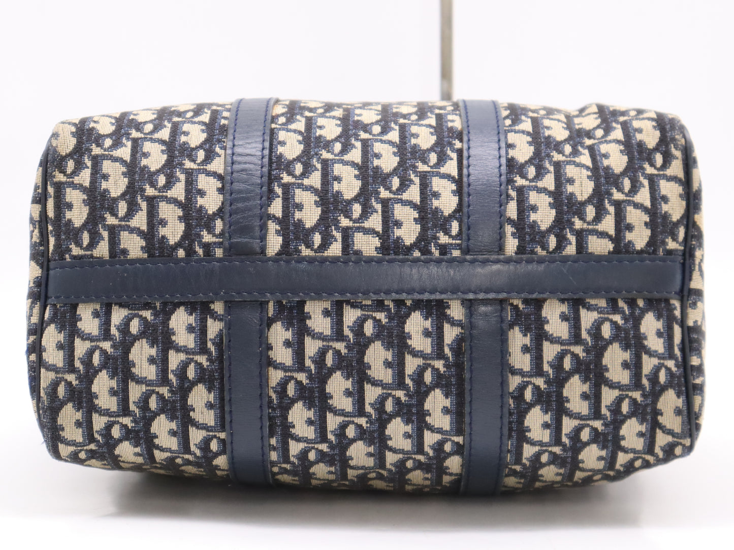 Dior Canvas and Leather Trotter Mini Boston Bag in Beige and Navy