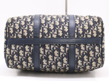 Dior Canvas and Leather Trotter Mini Boston Bag in Beige and Navy