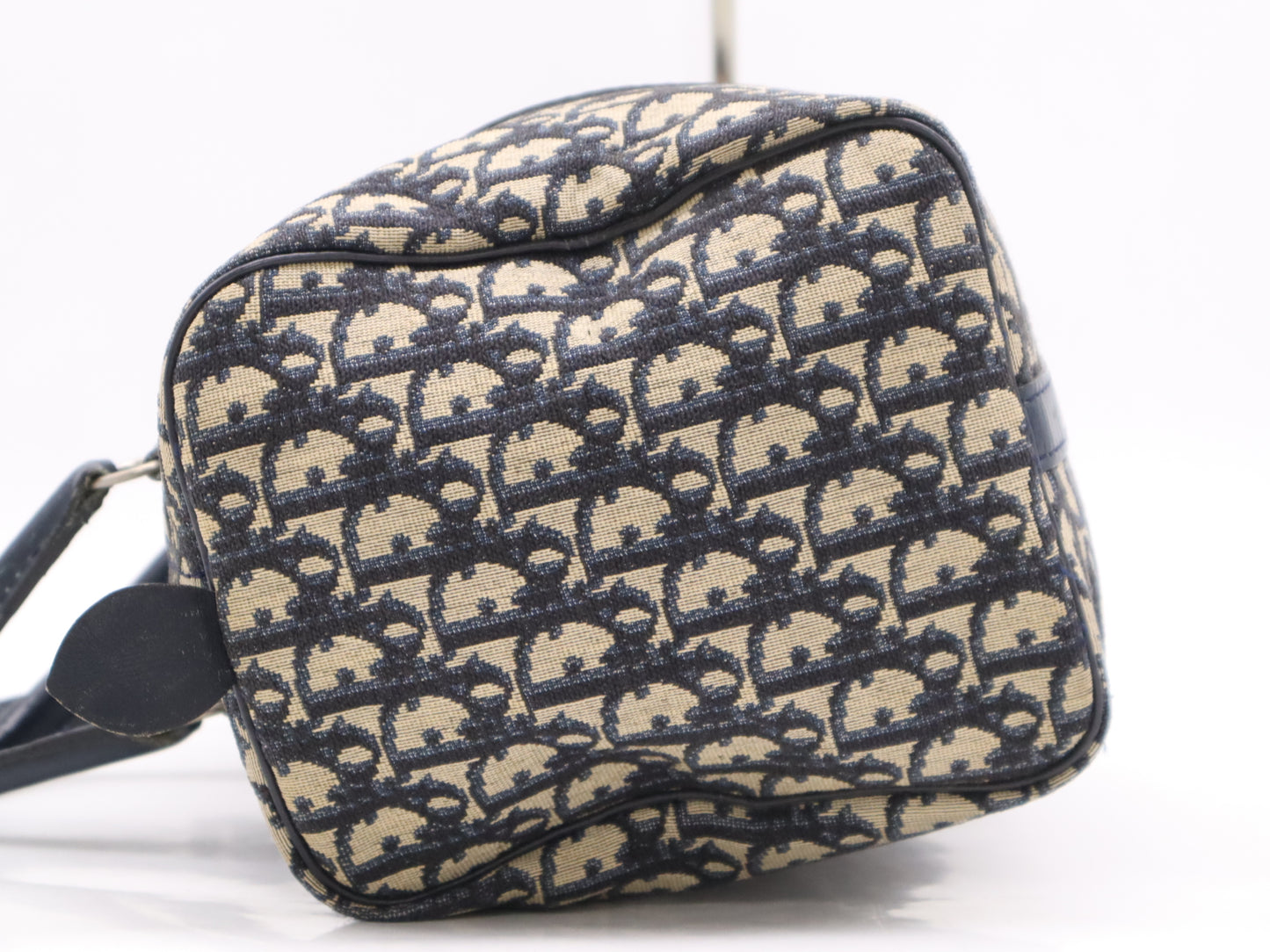 Dior Canvas and Leather Trotter Mini Boston Bag in Beige and Navy