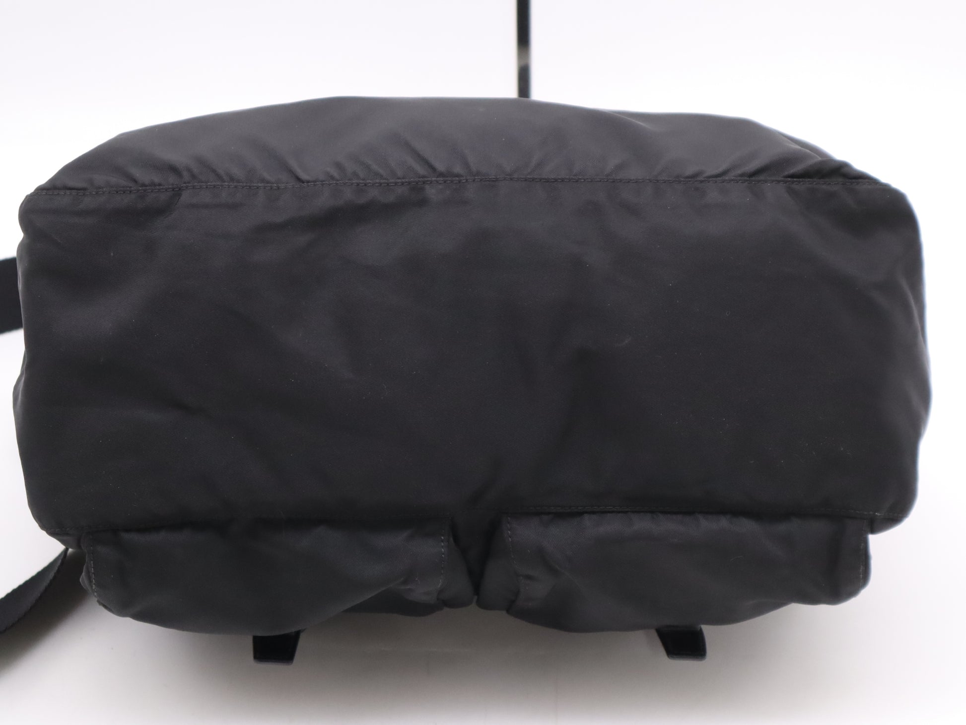 PRADA Nylon Triangle Logo Messenger Bag, Black, Silver Hardware, Card Holder