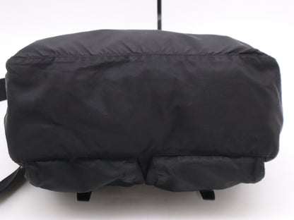 PRADA Nylon Triangle Logo Messenger Bag, Black, Silver Hardware, Card Holder