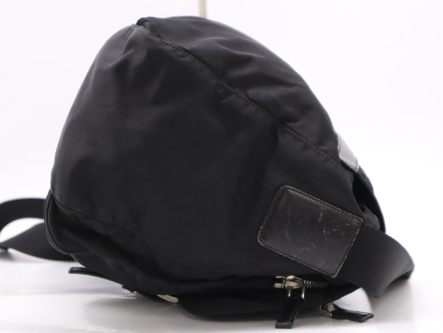 PRADA Nylon Triangle Logo Messenger Bag, Black, Silver Hardware, Card Holder