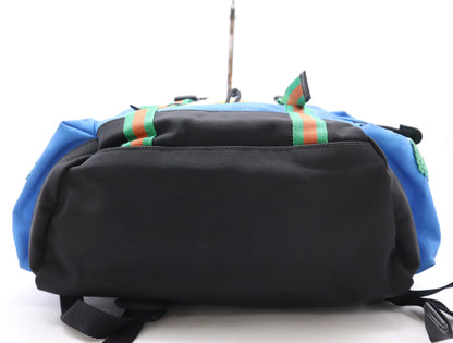 GUCCI 429037 Techno Canvas/Leather Animalier Backpack in Blue and Black