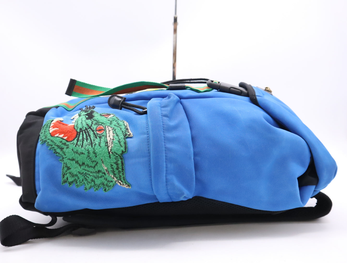 GUCCI 429037 Techno Canvas/Leather Animalier Backpack in Blue and Black