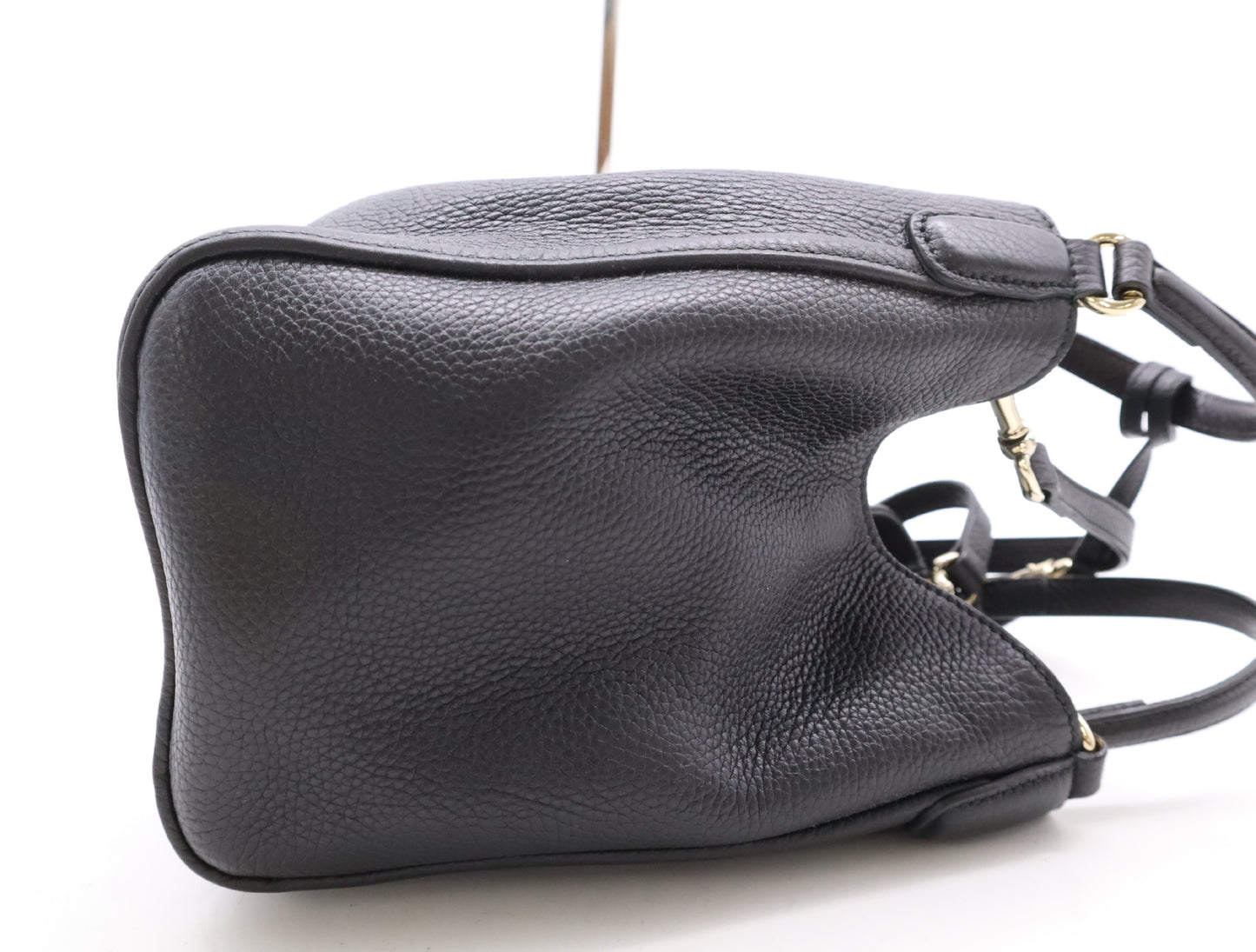 GUCCI Leather Soho Interlocking G 2-Way Handbag with Shoulder Strap and Fringe