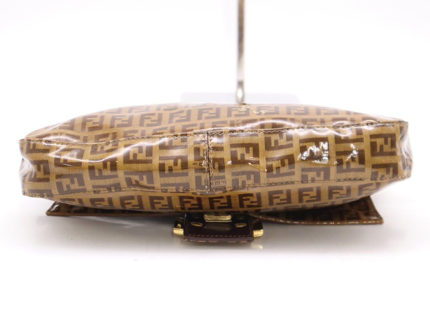 FENDI 33492 Leather and Vinyl Zucchino Mamma Bucket One-Shoulder Bag, Brown, GD Hardware