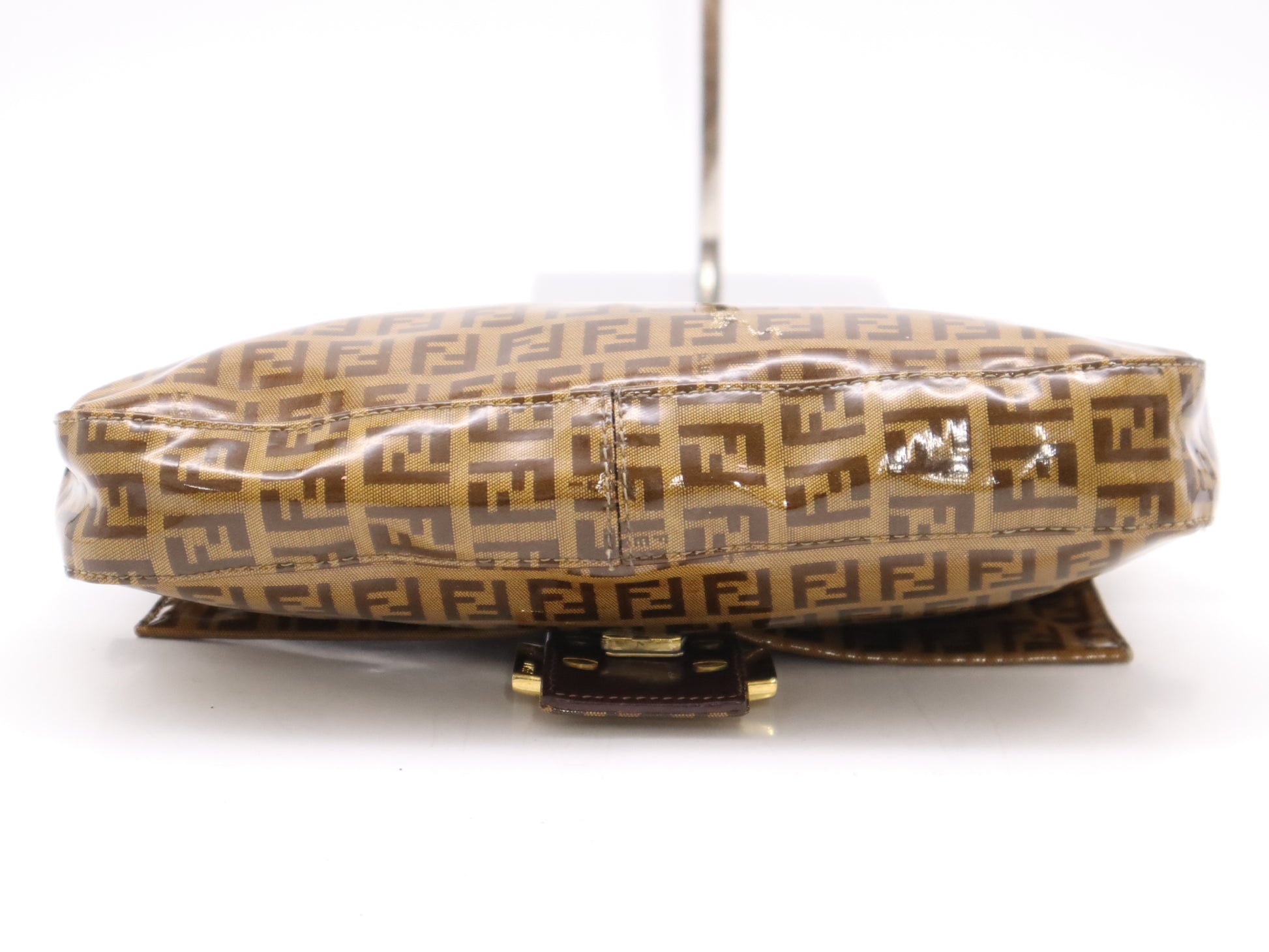 FENDI 33492 Leather and Vinyl Zucchino Mamma Bucket One-Shoulder Bag, Brown, GD Hardware