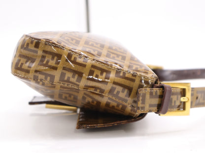 FENDI 33492 Leather and Vinyl Zucchino Mamma Bucket One-Shoulder Bag, Brown, GD Hardware