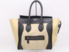 CELINE Leather and Linen Luggage Micro Shopper Handbag in Beige and Black with GD Hardware