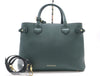 BURBERRY Leather and Canvas Nova Check Green Handbag with Shoulder Strap and Poignier