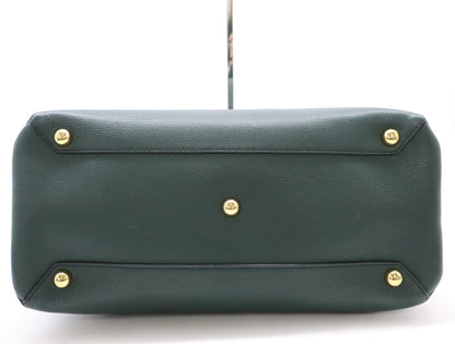 BURBERRY Leather and Canvas Nova Check Green Handbag with Shoulder Strap and Poignier