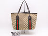 GUCCI 211970 Canvas x Leather GG Canvas Sherry Line Tote Bag Beige Brown with Charm