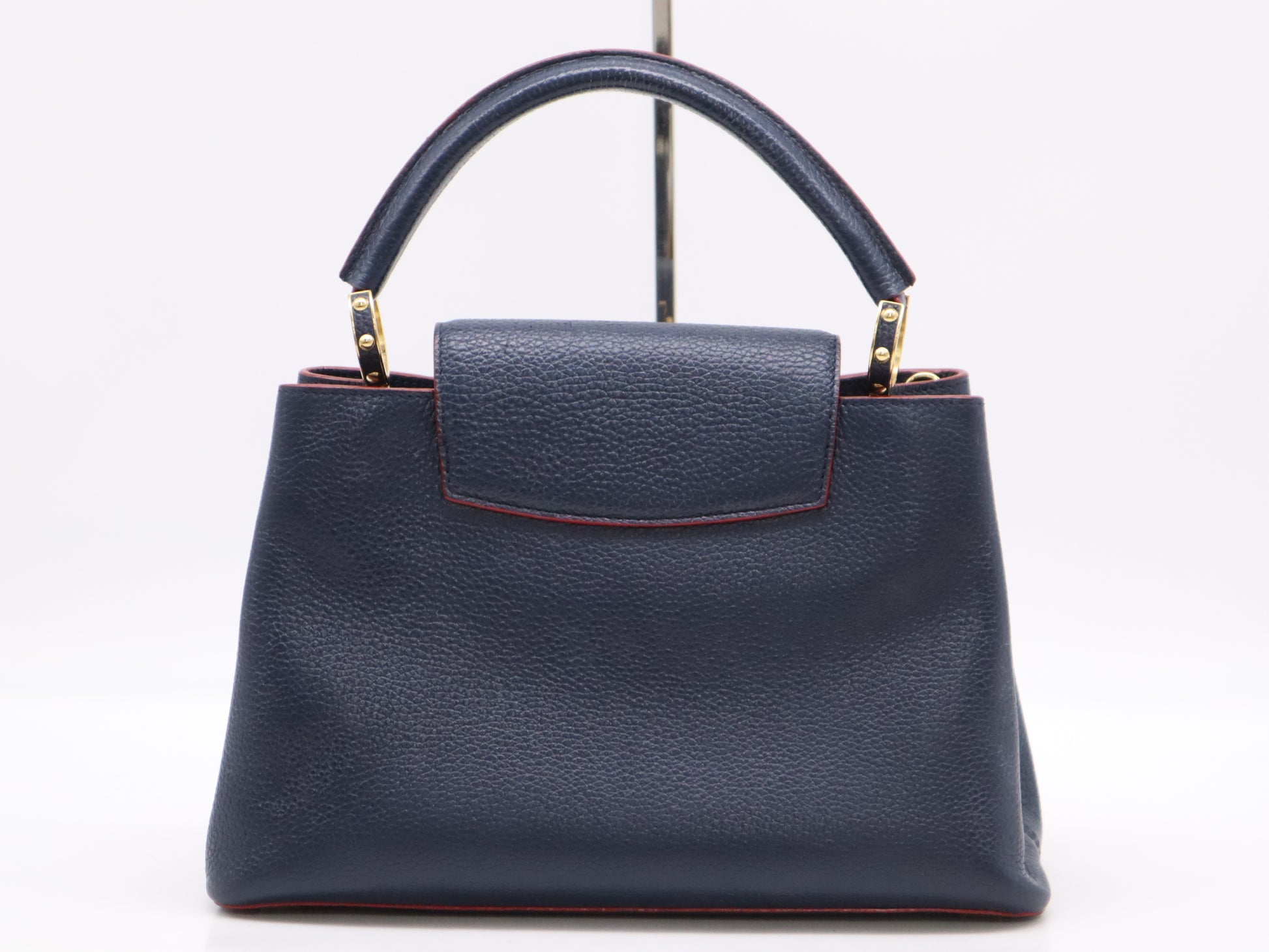 LOUIS VUITTON M52693 Taurillon Leather Capucines MM Marine Rouge Handbag with Dust Bag