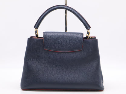 LOUIS VUITTON M52693 Taurillon Leather Capucines MM Marine Rouge Handbag with Dust Bag