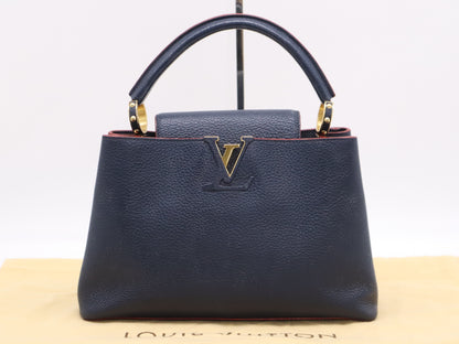 LOUIS VUITTON M52693 Taurillon Leather Capucines MM Marine Rouge Handbag with Dust Bag