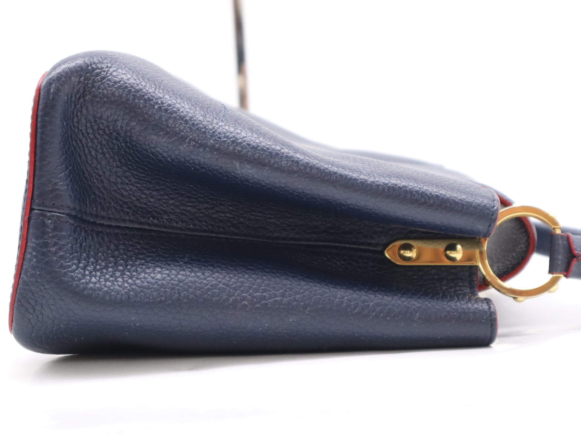 LOUIS VUITTON M52693 Taurillon Leather Capucines MM Marine Rouge Handbag with Dust Bag