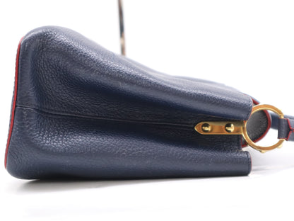 LOUIS VUITTON M52693 Taurillon Leather Capucines MM Marine Rouge Handbag with Dust Bag