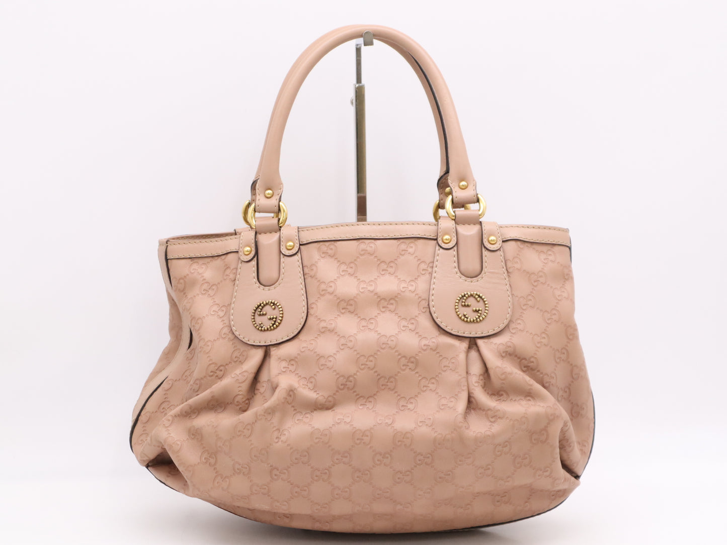 GUCCI 269953 Leather Guccissima Tote Bag Pink with GD Hardware