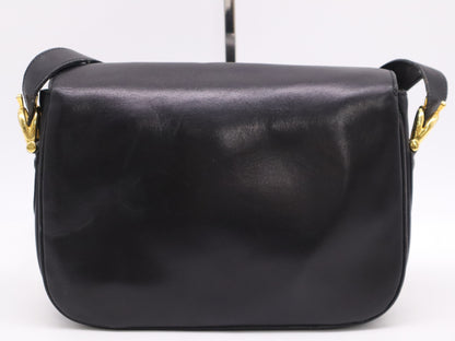 CELINE Leather Vintage Shoulder Bag with Carriage Hardware, Black, GD Hardware