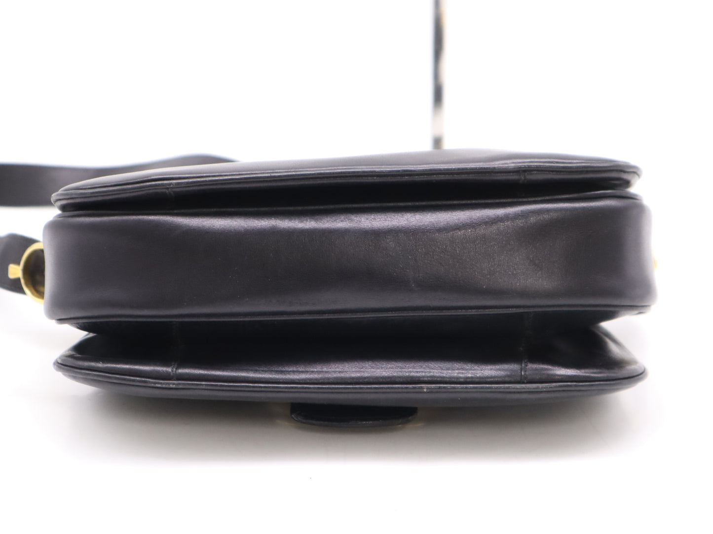 CELINE Leather Vintage Shoulder Bag with Carriage Hardware, Black, GD Hardware