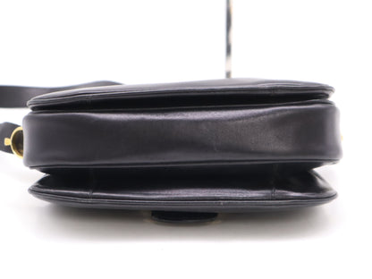 CELINE Leather Vintage Shoulder Bag with Carriage Hardware, Black, GD Hardware