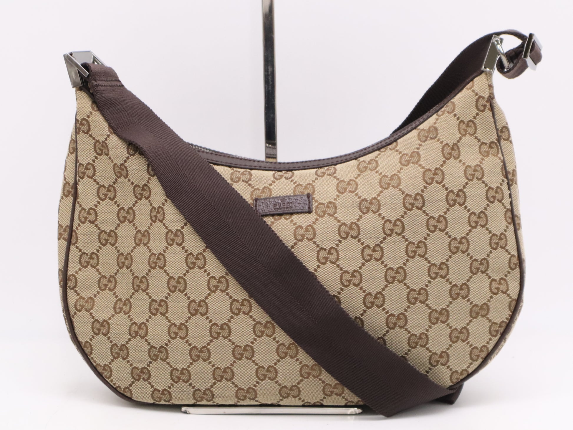 GUCCI Canvas/Leather GG Canvas Shoulder Bag Beige Brown Shoulder Bag