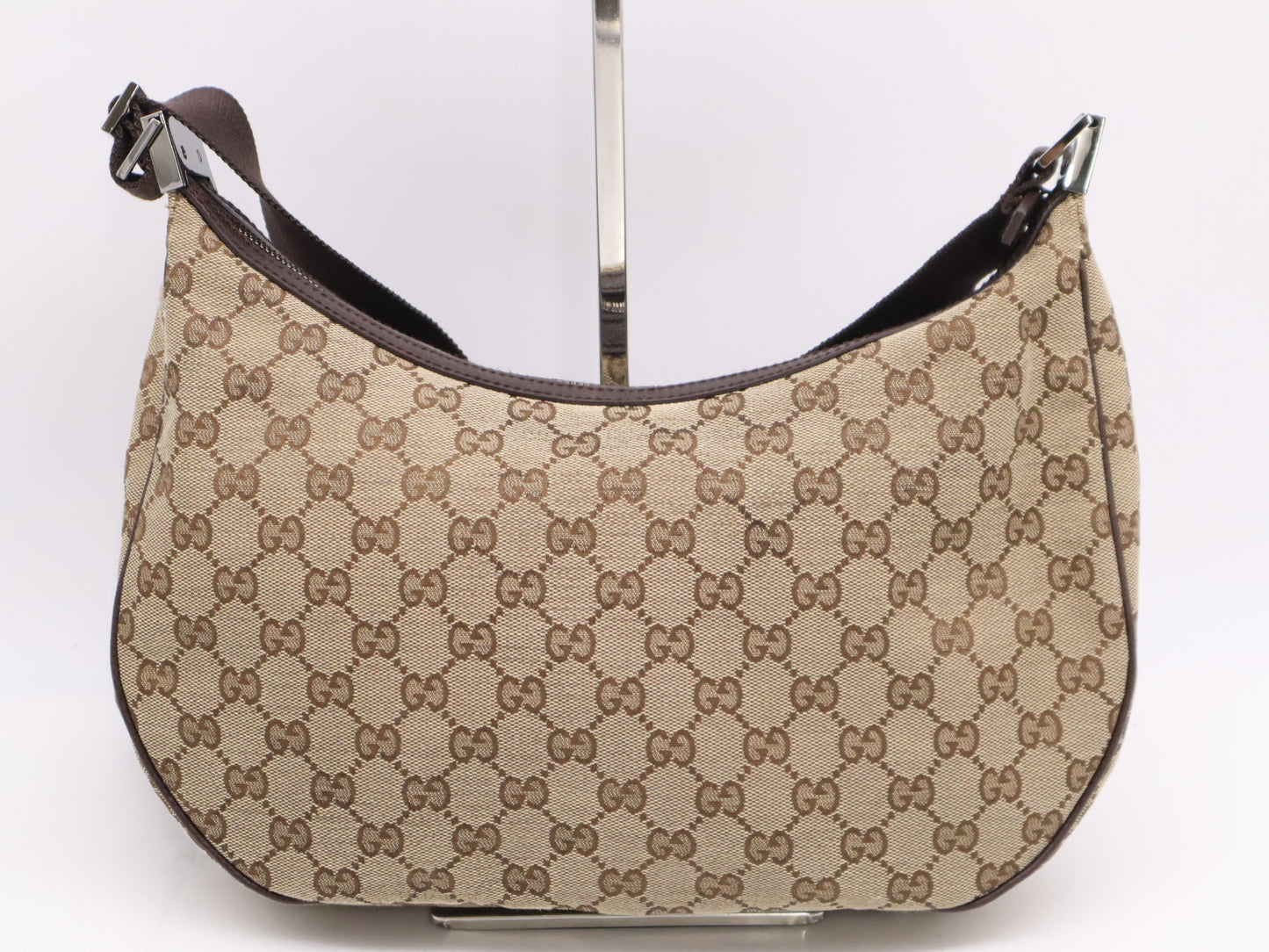 GUCCI Canvas/Leather GG Canvas Shoulder Bag Beige Brown Shoulder Bag