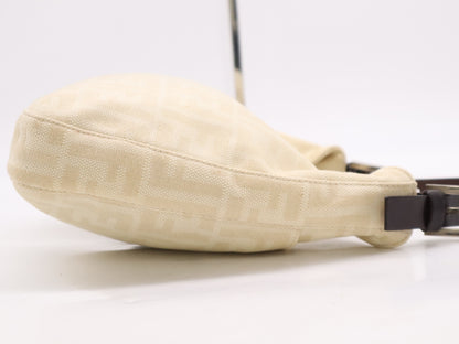 FENDI Canvas x Leather Zucca Mamma Bucket White Brown Shoulder Bag