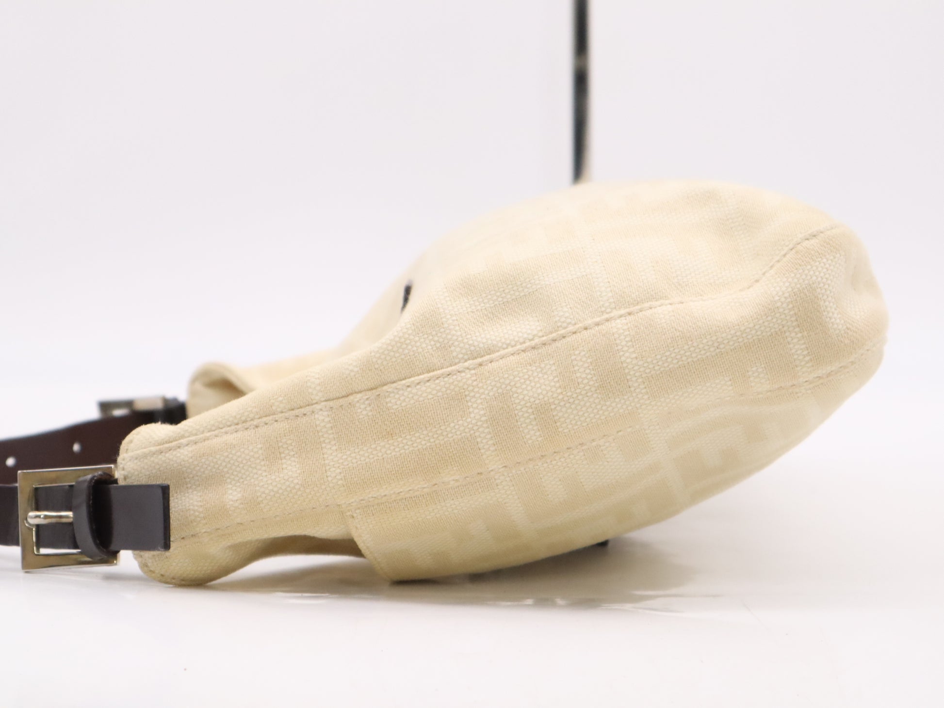 FENDI Canvas x Leather Zucca Mamma Bucket White Brown Shoulder Bag