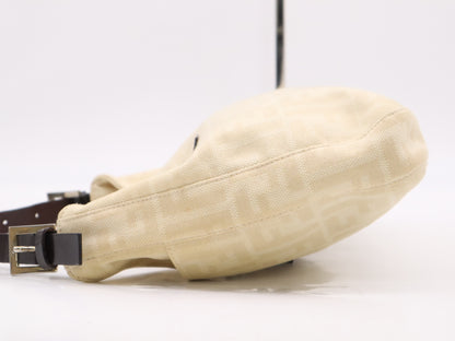 FENDI Canvas x Leather Zucca Mamma Bucket White Brown Shoulder Bag